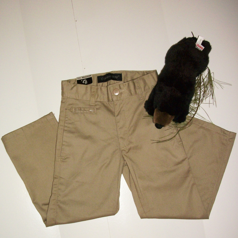 CAROLINA BAY 6 Reg Boys Flat Front Khaki Pants NWT